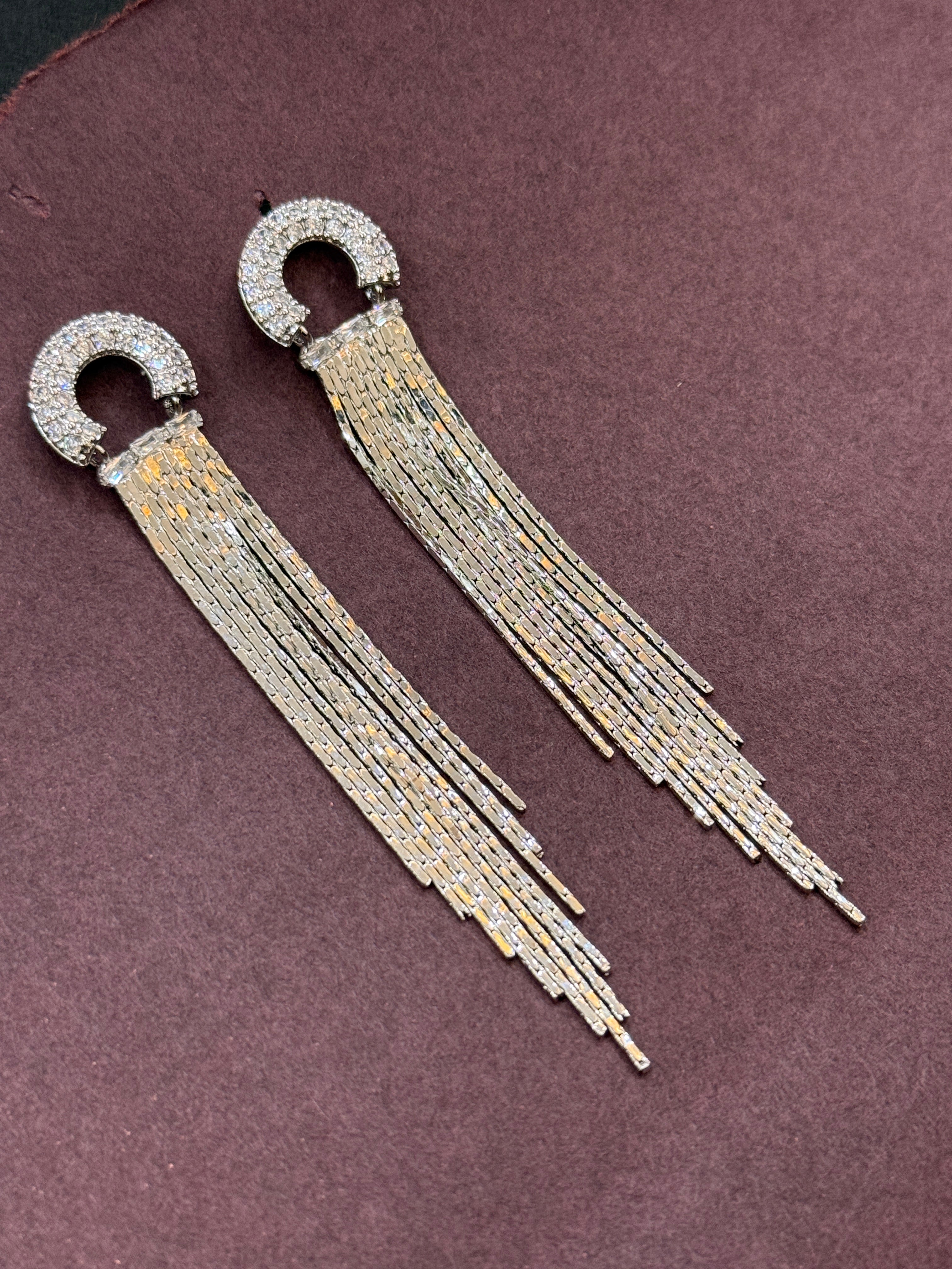 Dazzling Crystal Tassel Drop Earrings